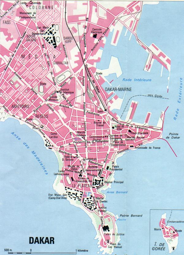 Les Défis De La Carte Géographique De Dakar Map of Dakar