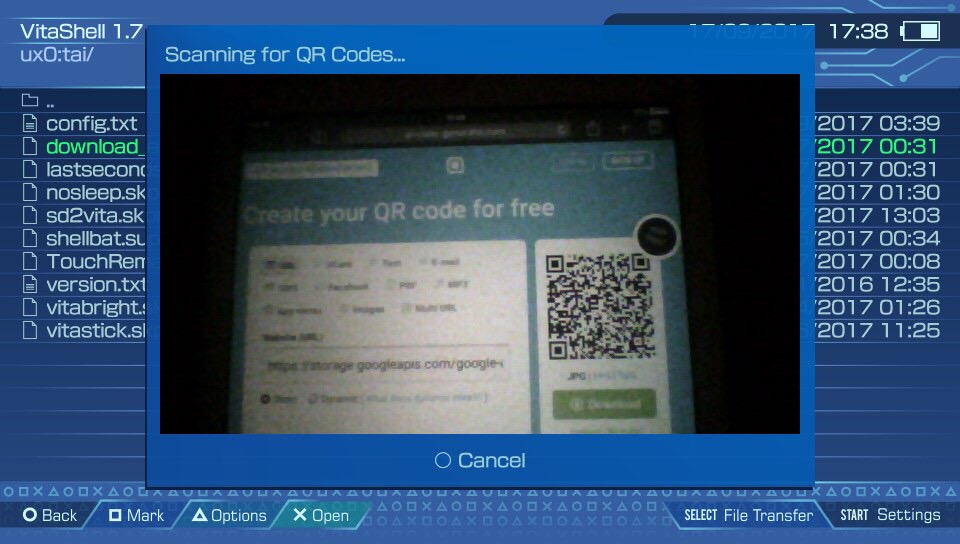 Tutorial How to use VitaShell's new QR code reader to download files