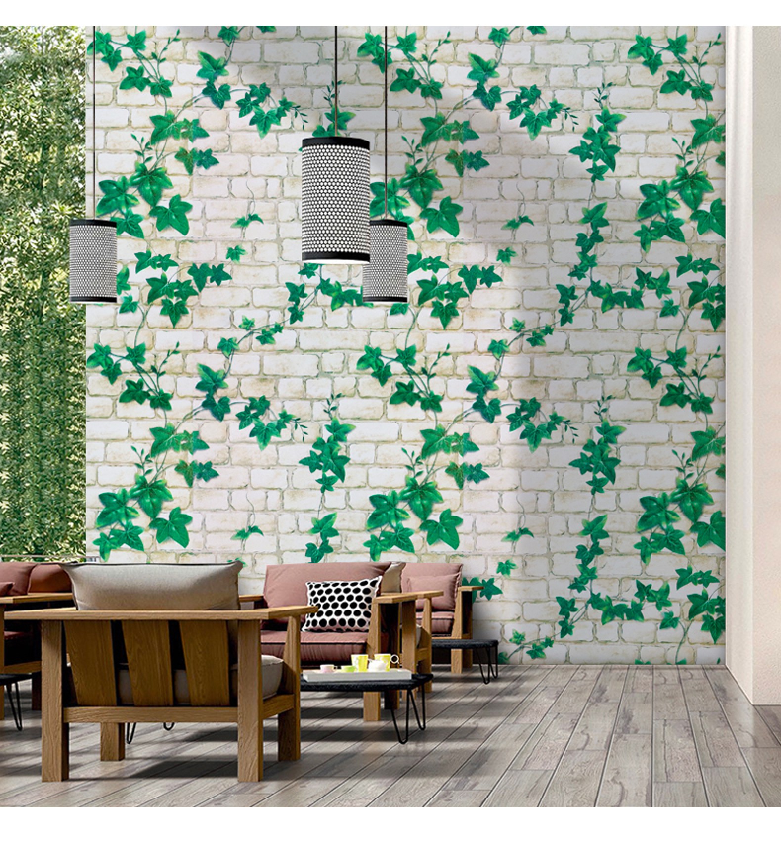 Wolpin Wall Stickers DIY Decals Wallpaper (45 x 500 cm) 3D Brick Ivy