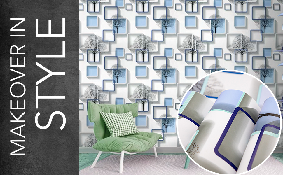 Wolpin Wall Stickers Wallpaper DIY Decal (45 x 500 cm) 3D Frames PVC