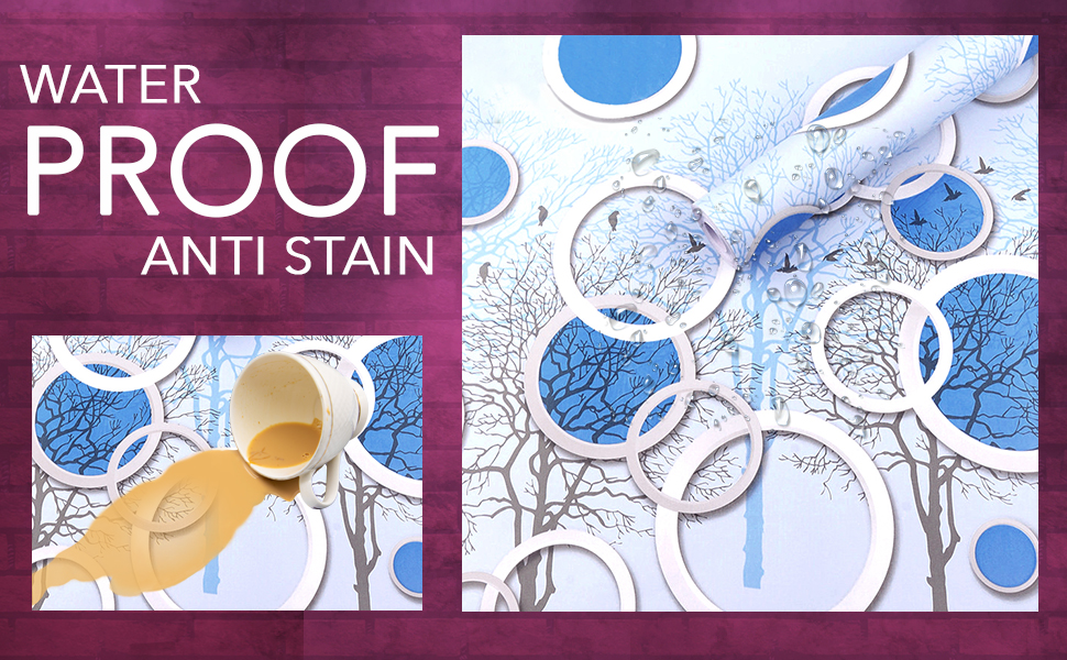 Wolpin Wall Stickers DIY Wallpaper (45 x 500 cm) 3D Circles and Trees