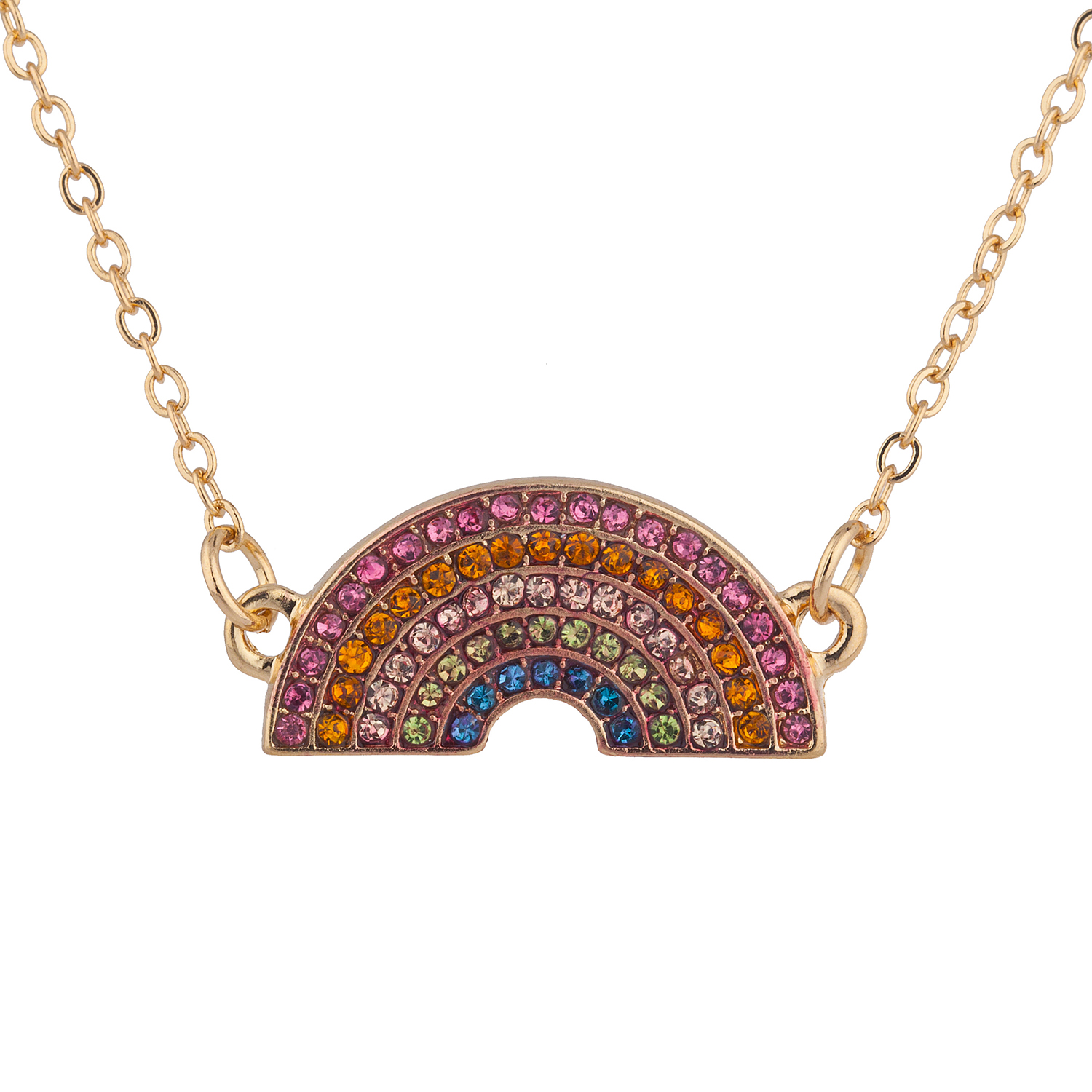 Rainbow Shape Colorful Faux Rhinestone Chain Necklace Women of Edm