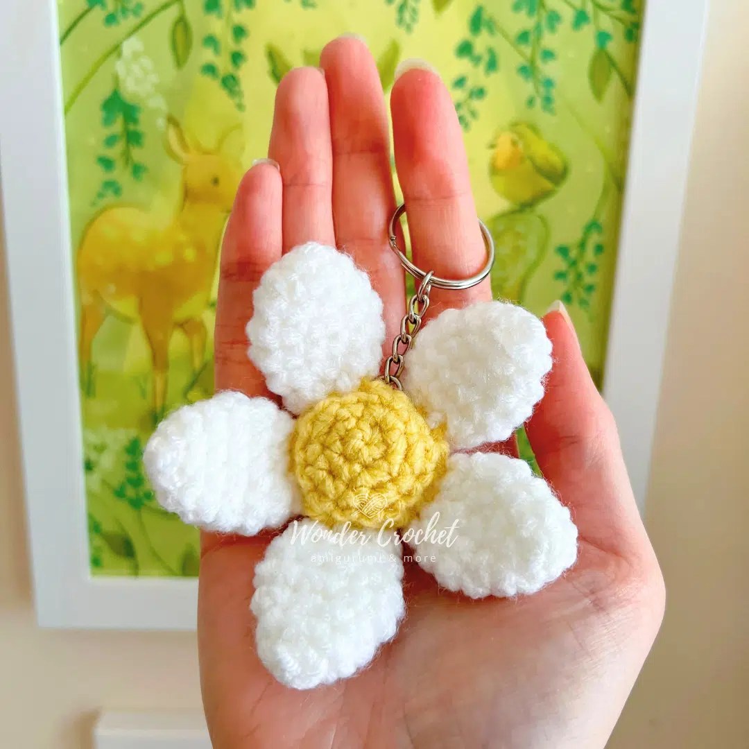 Easy NoSew Flower Keychain Crochet Pattern Wonder Crochet