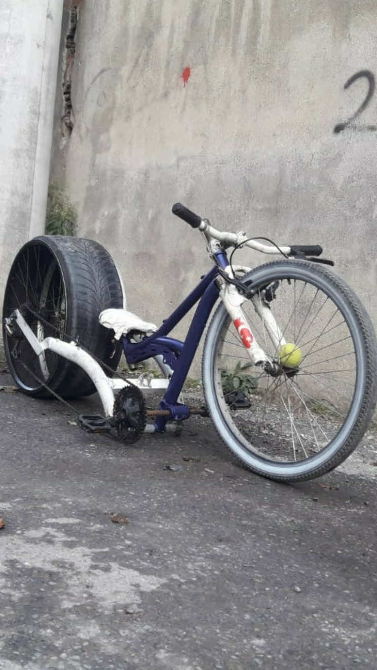 School Students Build Bicycles Using Car Tires and Scrap Mat