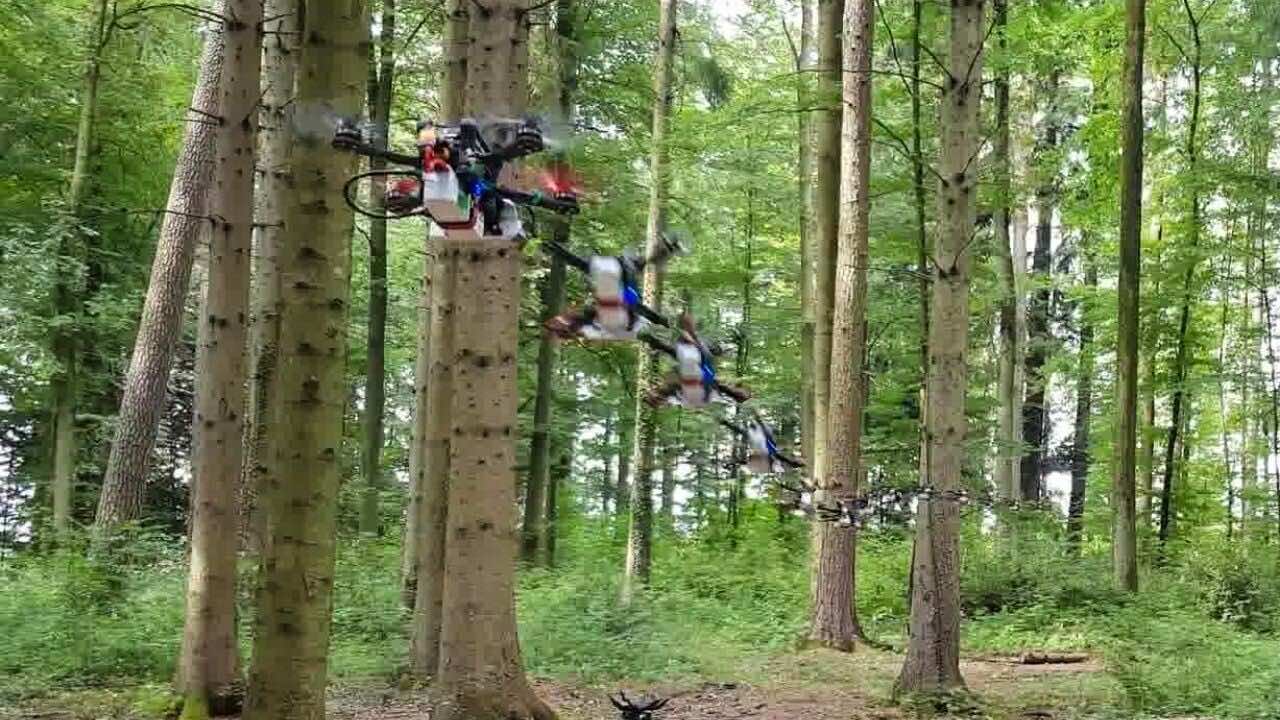 Watch A Swarm Of Drones Navigate Through A Dense Forest Wi