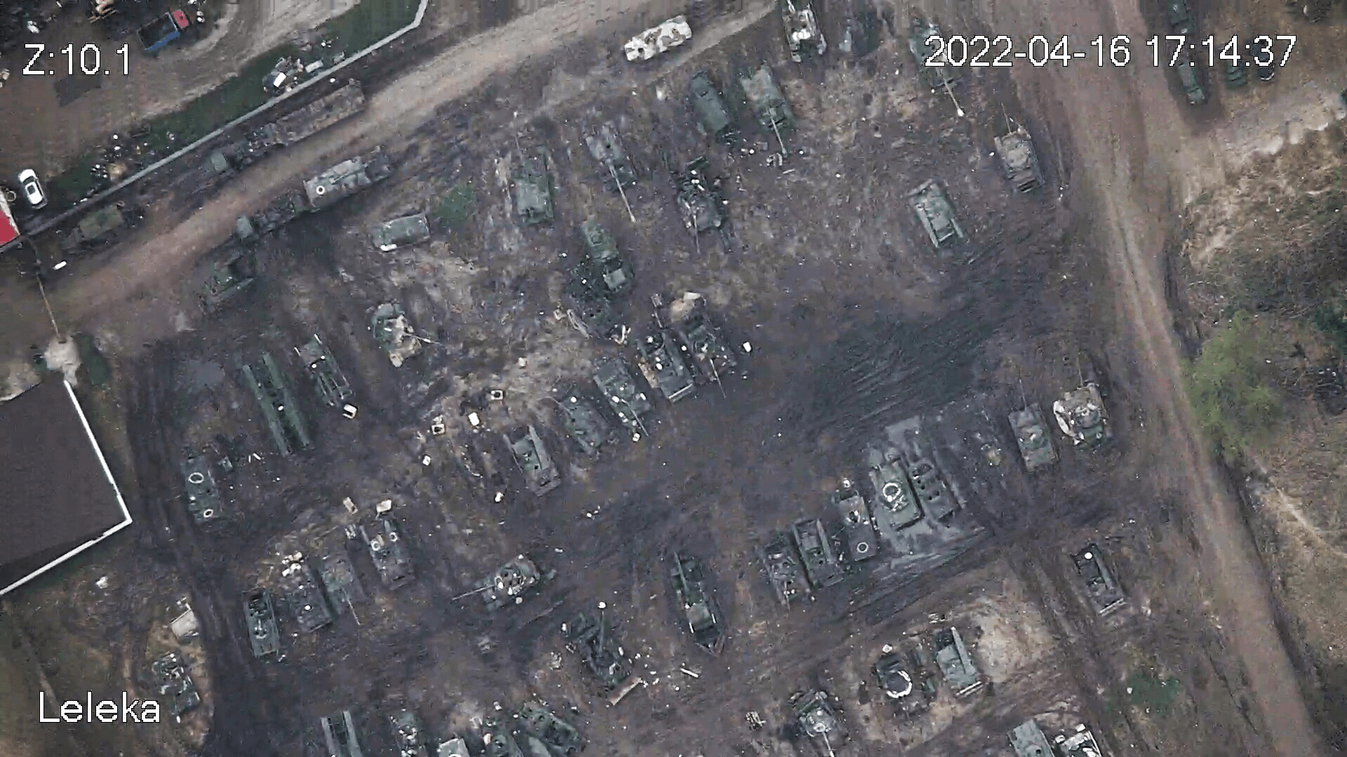 Ukrainian Drone Footage Shows A Giant Tank Graveyard In Russ