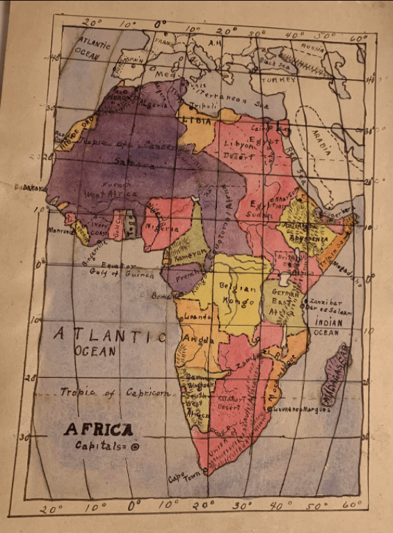 Africa Map 1910 Etsy