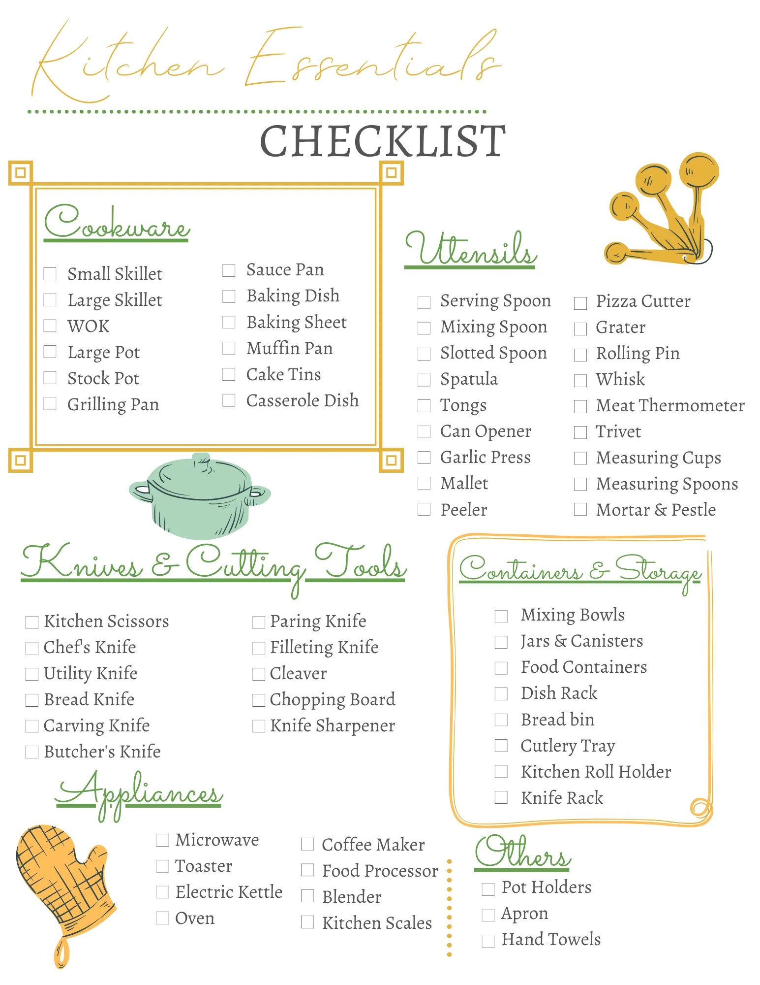 Kitchen Essentials Checklist Wondermom Shop