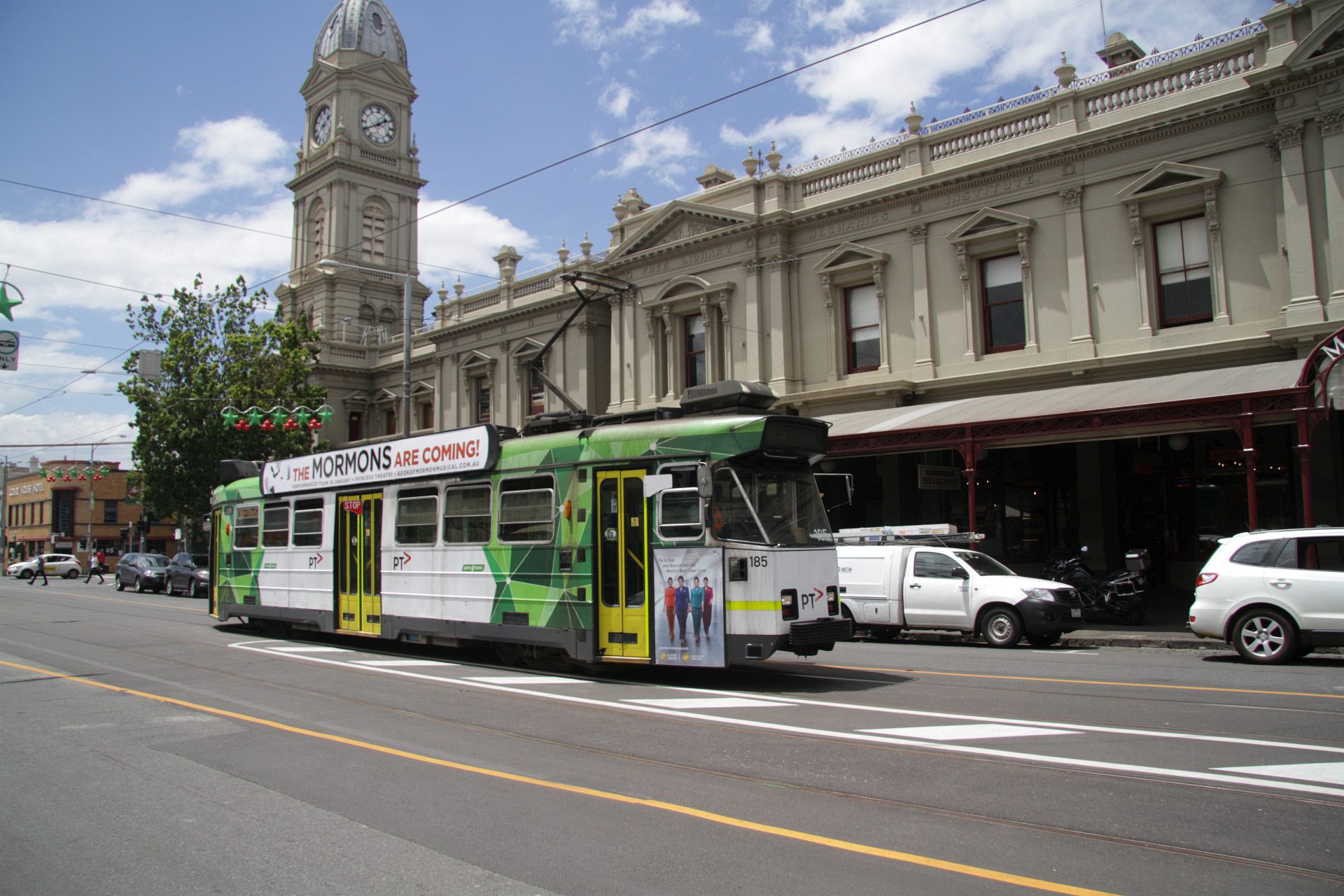 An Adelaide tram at a Melbourne bank Waking up in Geelong
