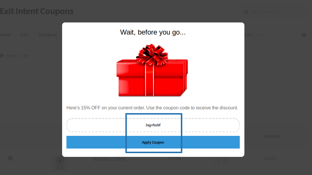 ExitIntent Coupons for Offer Coupons to Users when they
