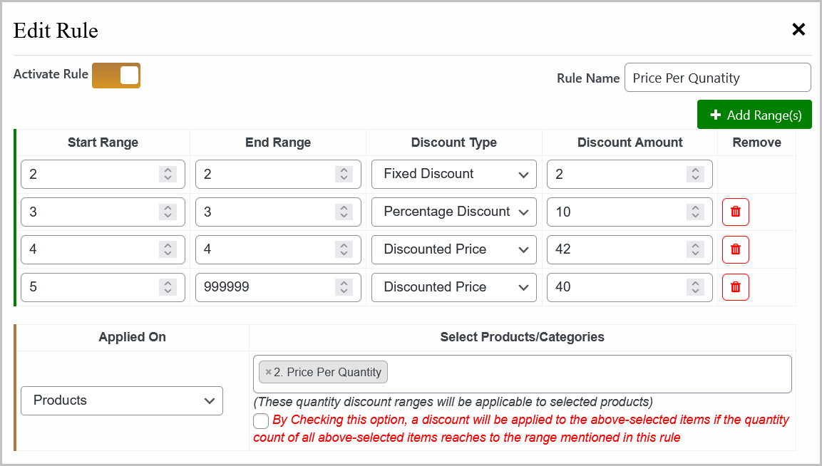 Quantity Range Discounts and Price Per Quantity Plugin