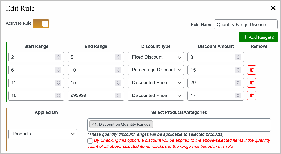 Quantity Range Discounts and Price Per Quantity Plugin