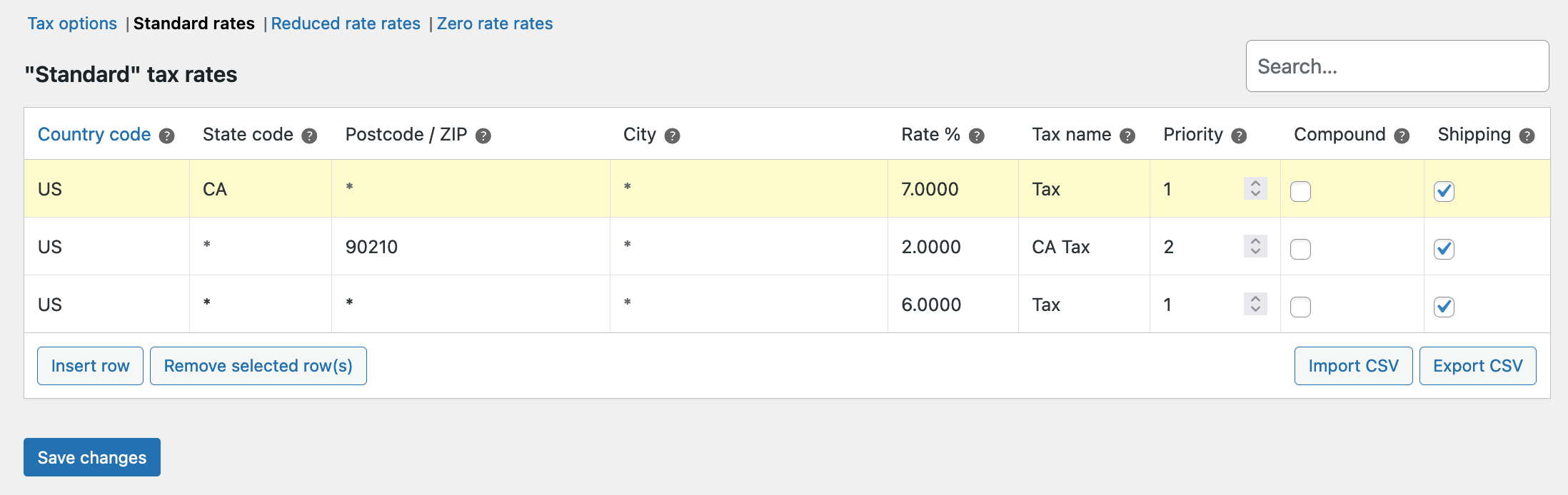 Setting up Tax Rates