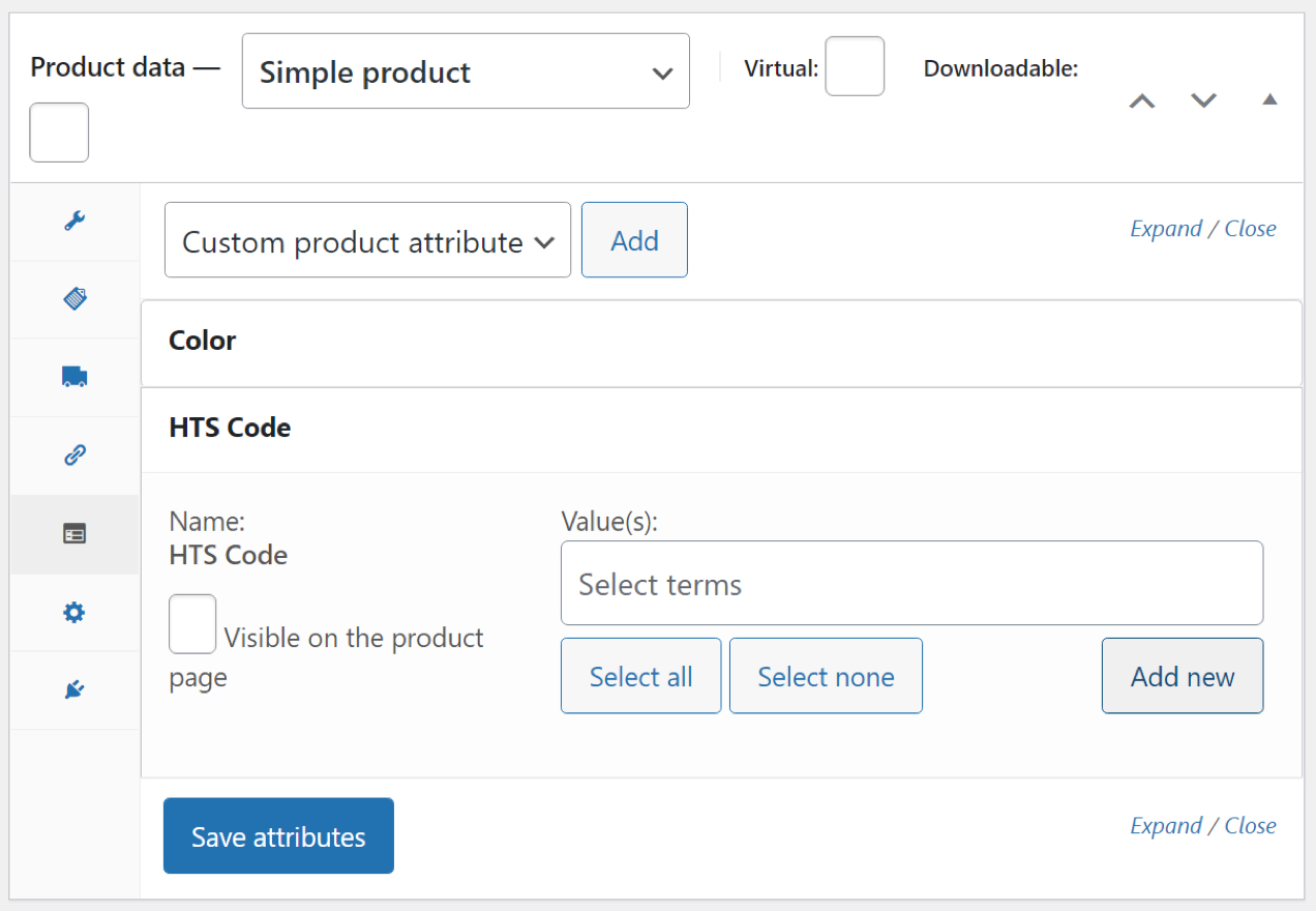 Add HTS/HS Codes & Country of Origin to Products
