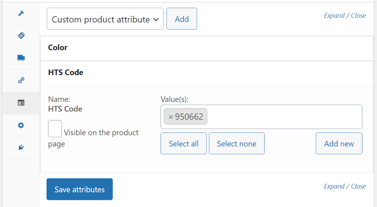 Add HTS/HS Codes & Country of Origin to Products