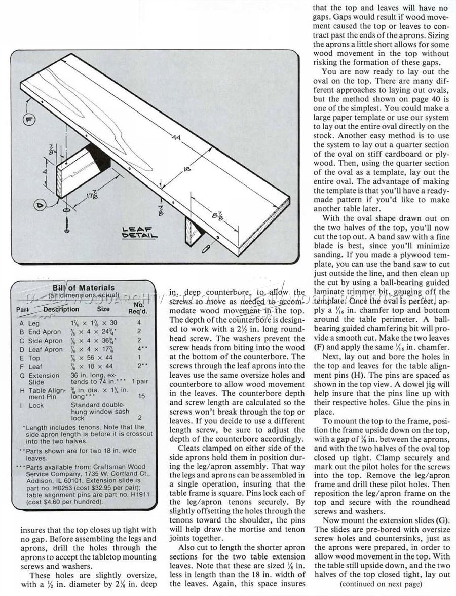 Oval Extension Table Plans • WoodArchivist