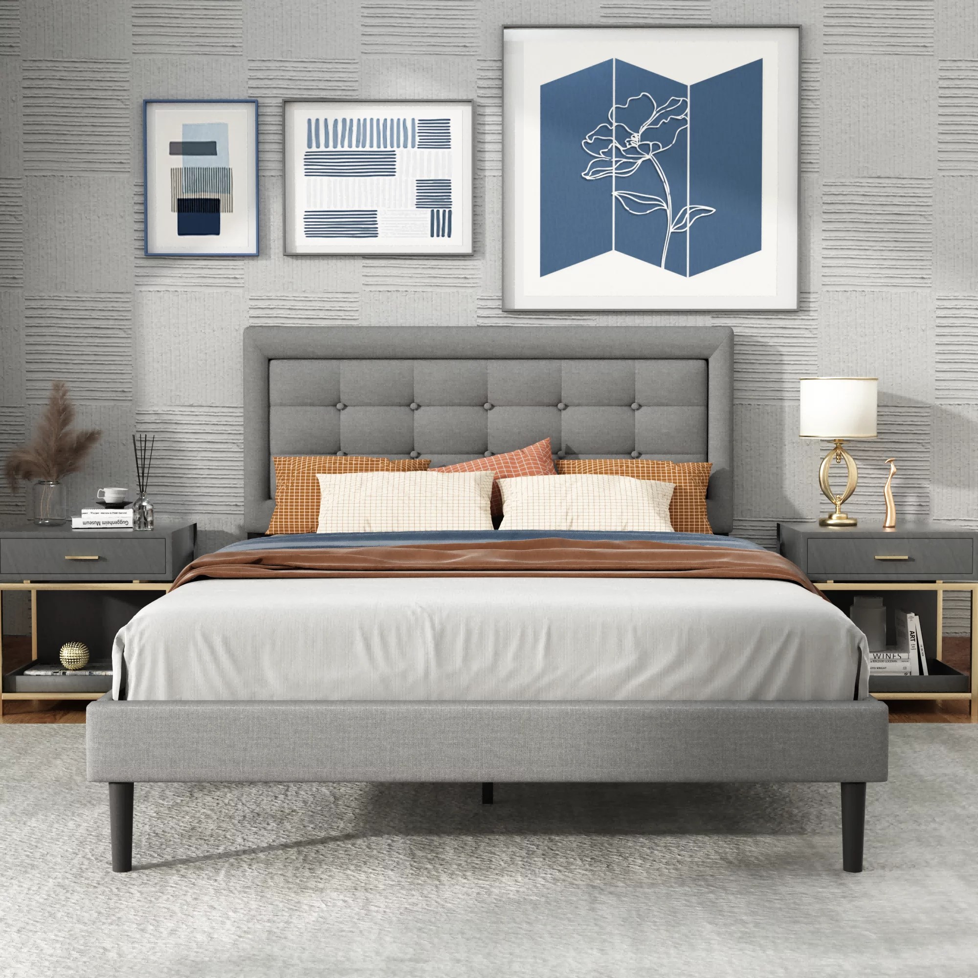 Full Cushion Fabric Beds Design at affordable Price in Karachi.