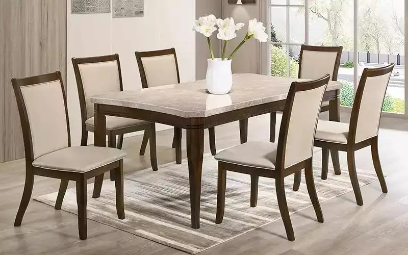 Modern Wooden Dining Table with Classy Chairs Design in Karachi