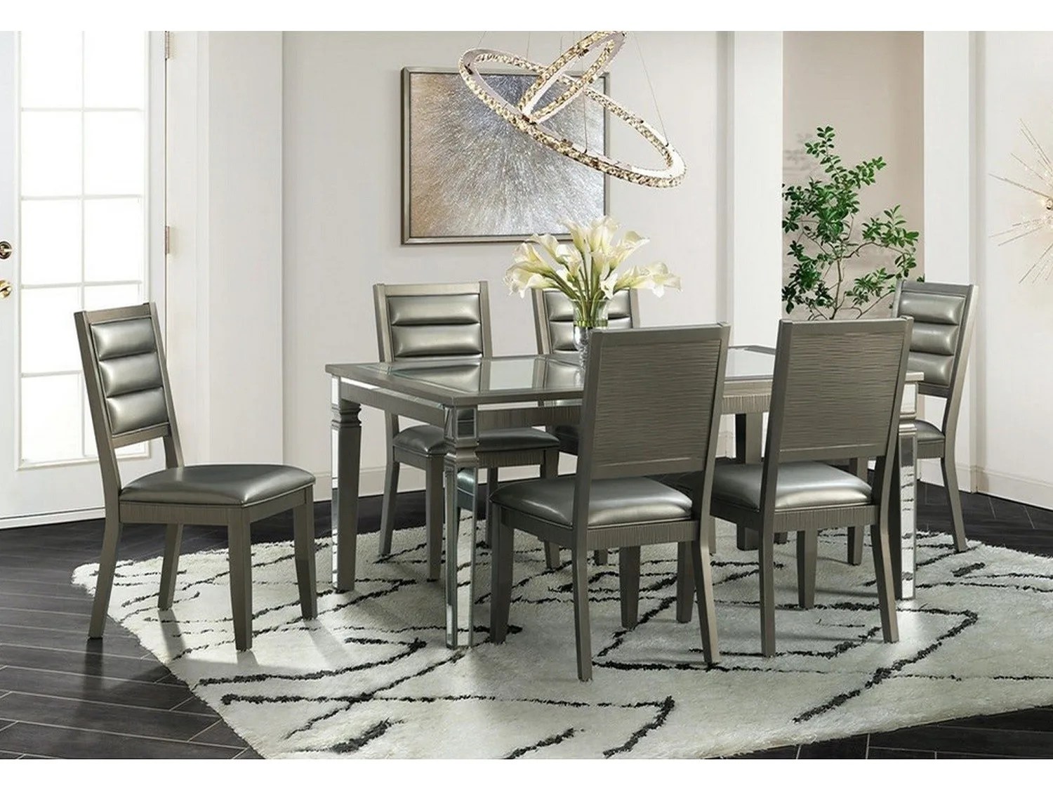Modern Wooden Dining Table with Beautiful Cushion Chairs Design