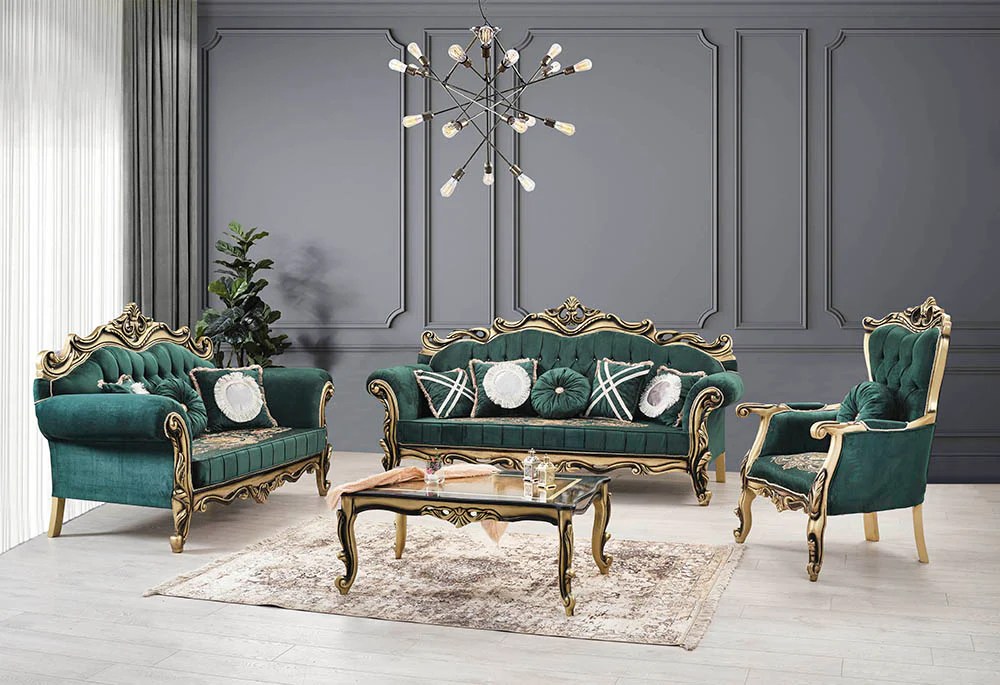 Classic Luxury Drawing Room Sofa Set With Classy Wooden Work.