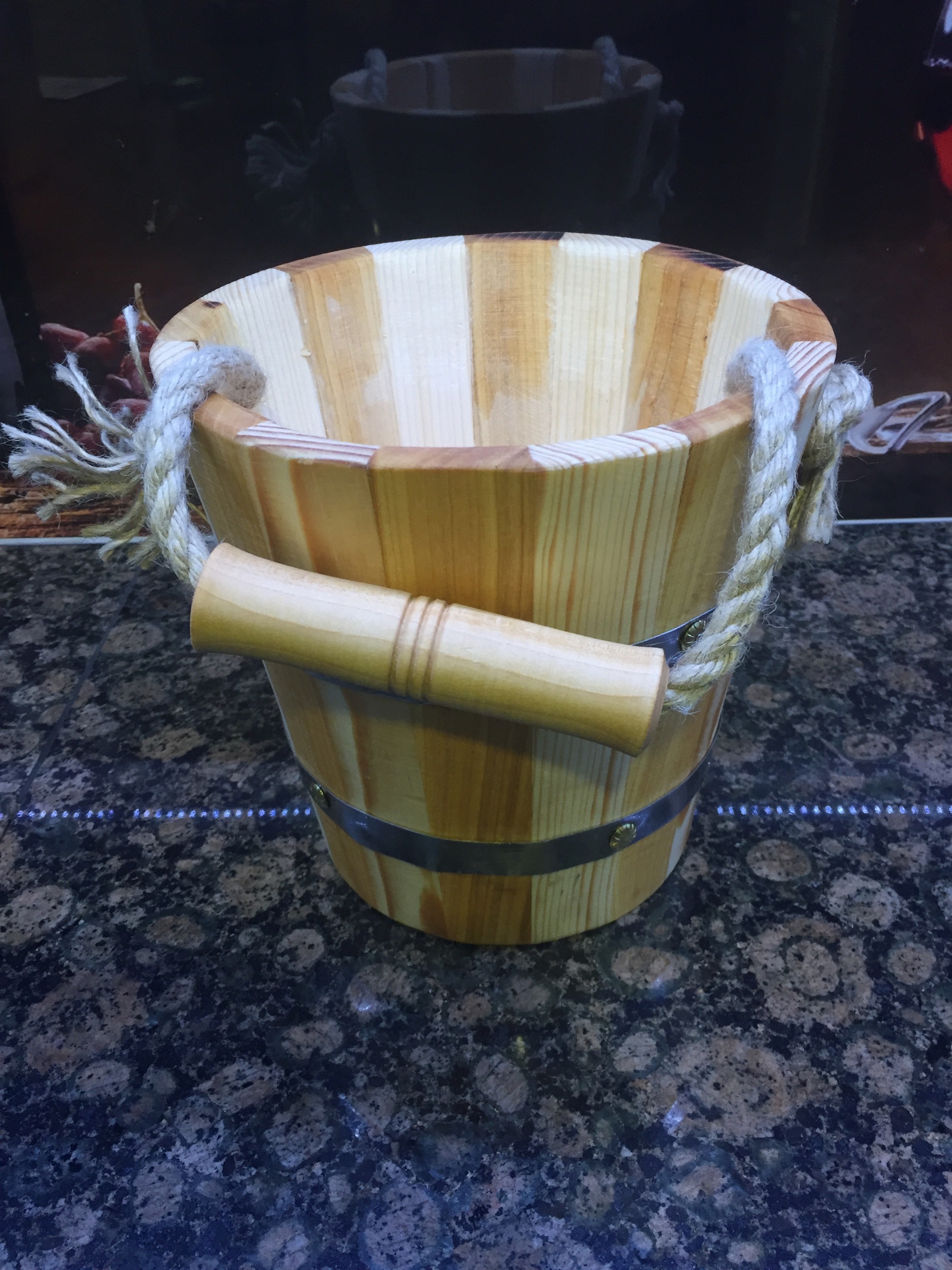 Bucket Wooden Bucket with Rope Handle Woodeeworld Woodeeworld
