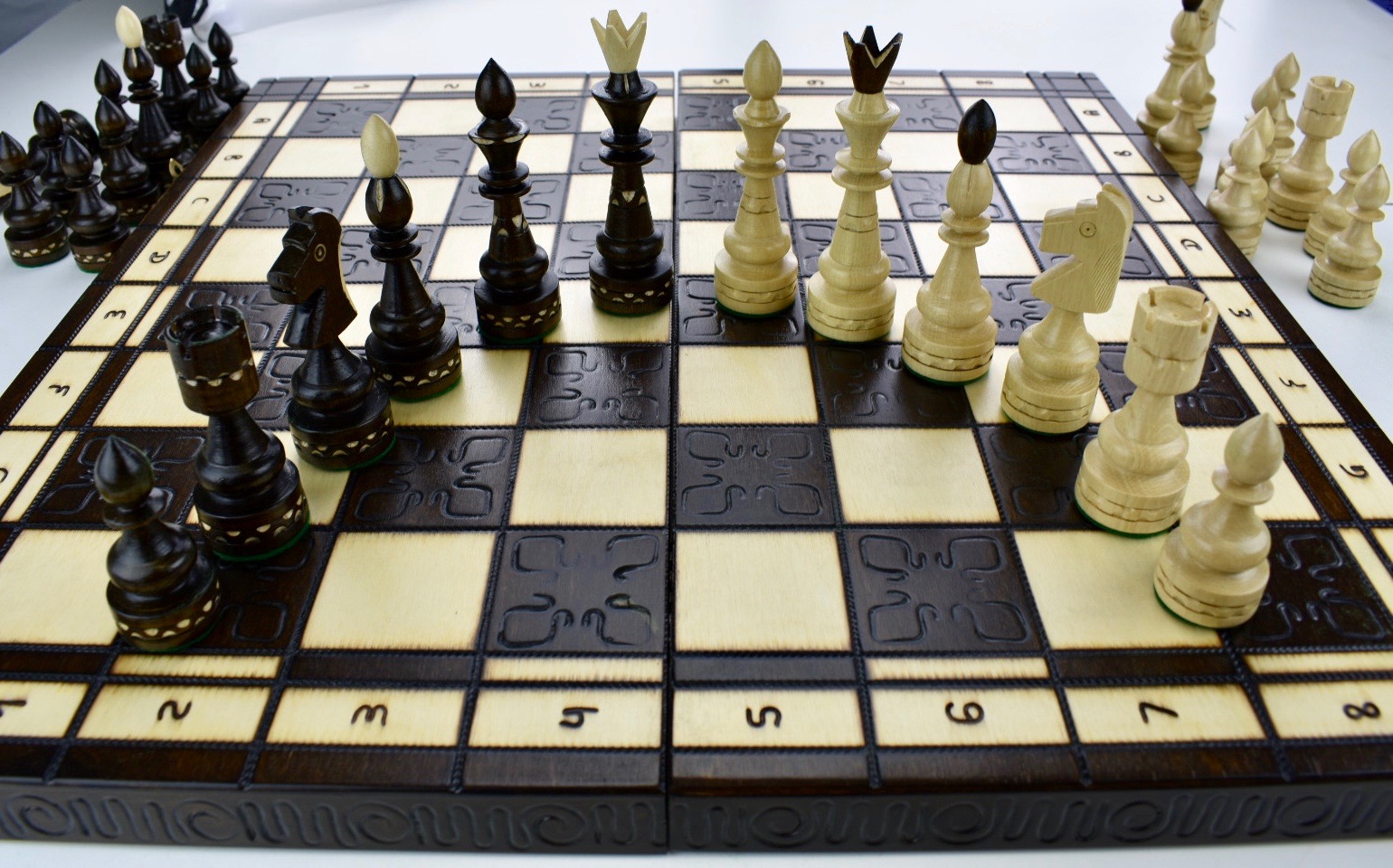 Large Wooden Indian Chess Set 54 x 54 Hand Crafted Woodeeworld