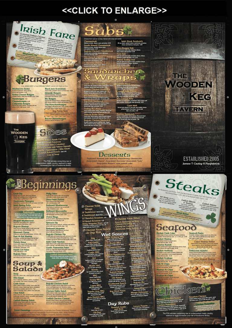 scmenupic The Wooden Keg Tavern