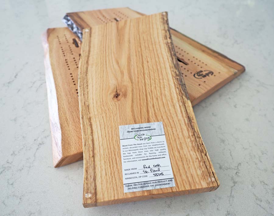 5" x 15" Cribbage Board Small Red Oak Wood From The Hood
