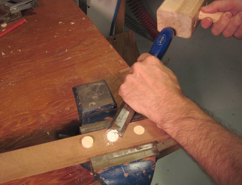 Flush cutting a dowel