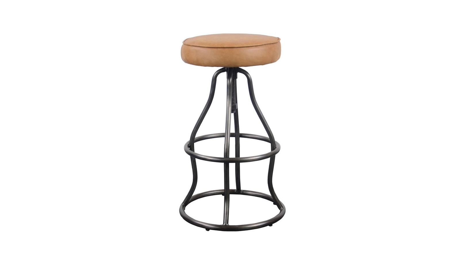 Jazzy Bar Stool Cognac Leather Wood N Tassel Home