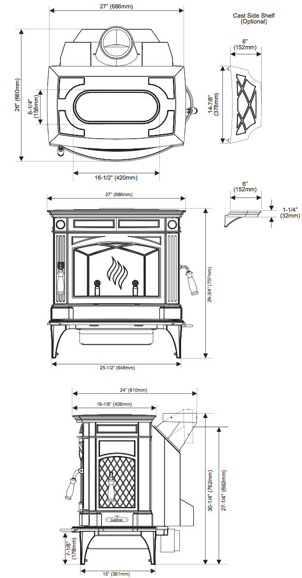Regency Hampton H300 EPA Large Cast Iron Wood Stove
