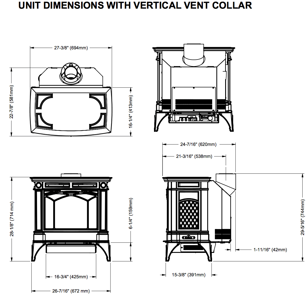 Regency Hampton H35 Cast Iron Large Direct Vent Gas Stove