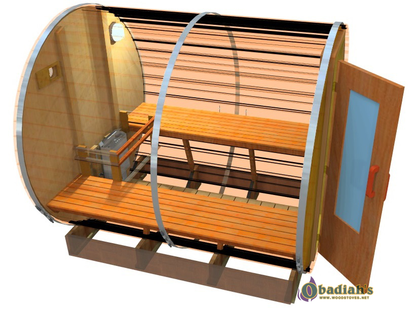 Northern Lights Outdoor Cedar Barrel Sauna at Obadiah's