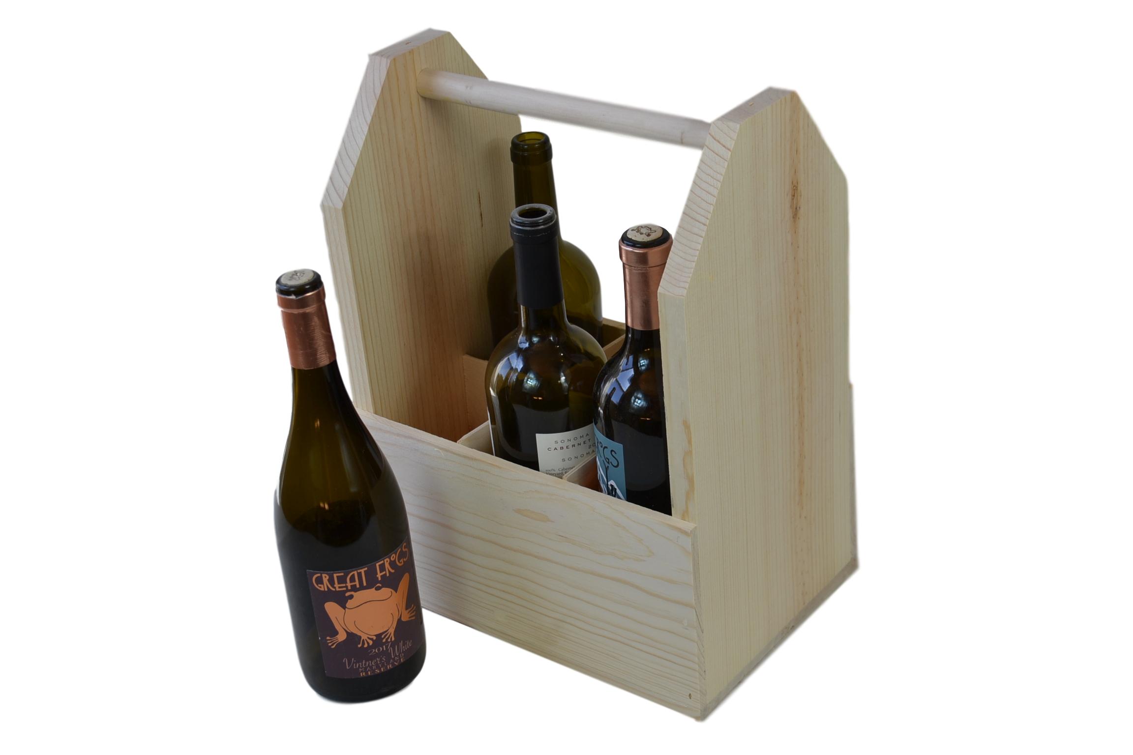 Wooden 6 Pack Wine Tote Poole & Sons, Inc.