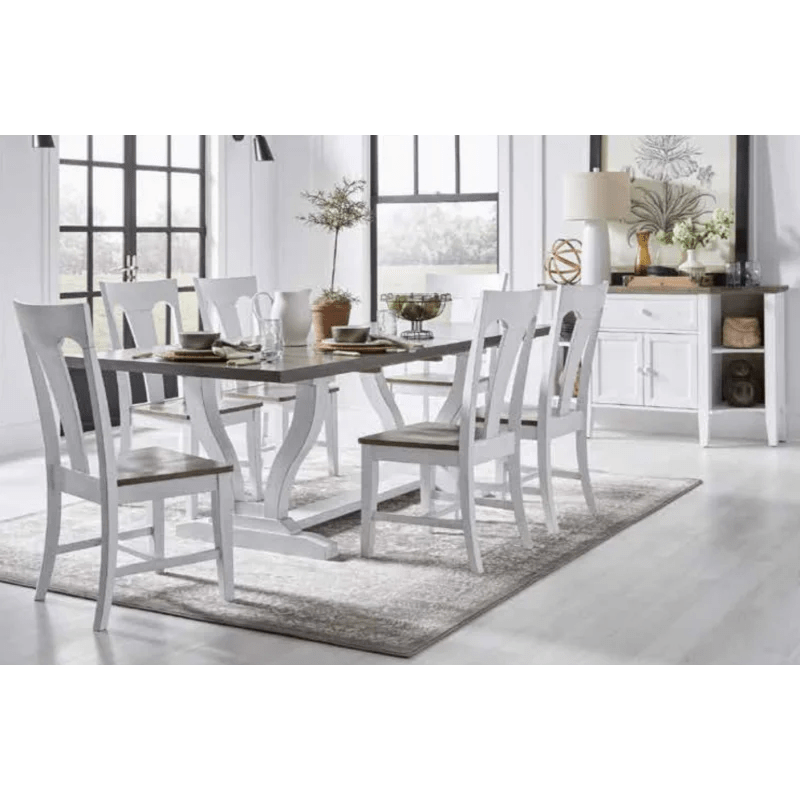 La Casa Trestle Dining Table Color Chalk & Sesame