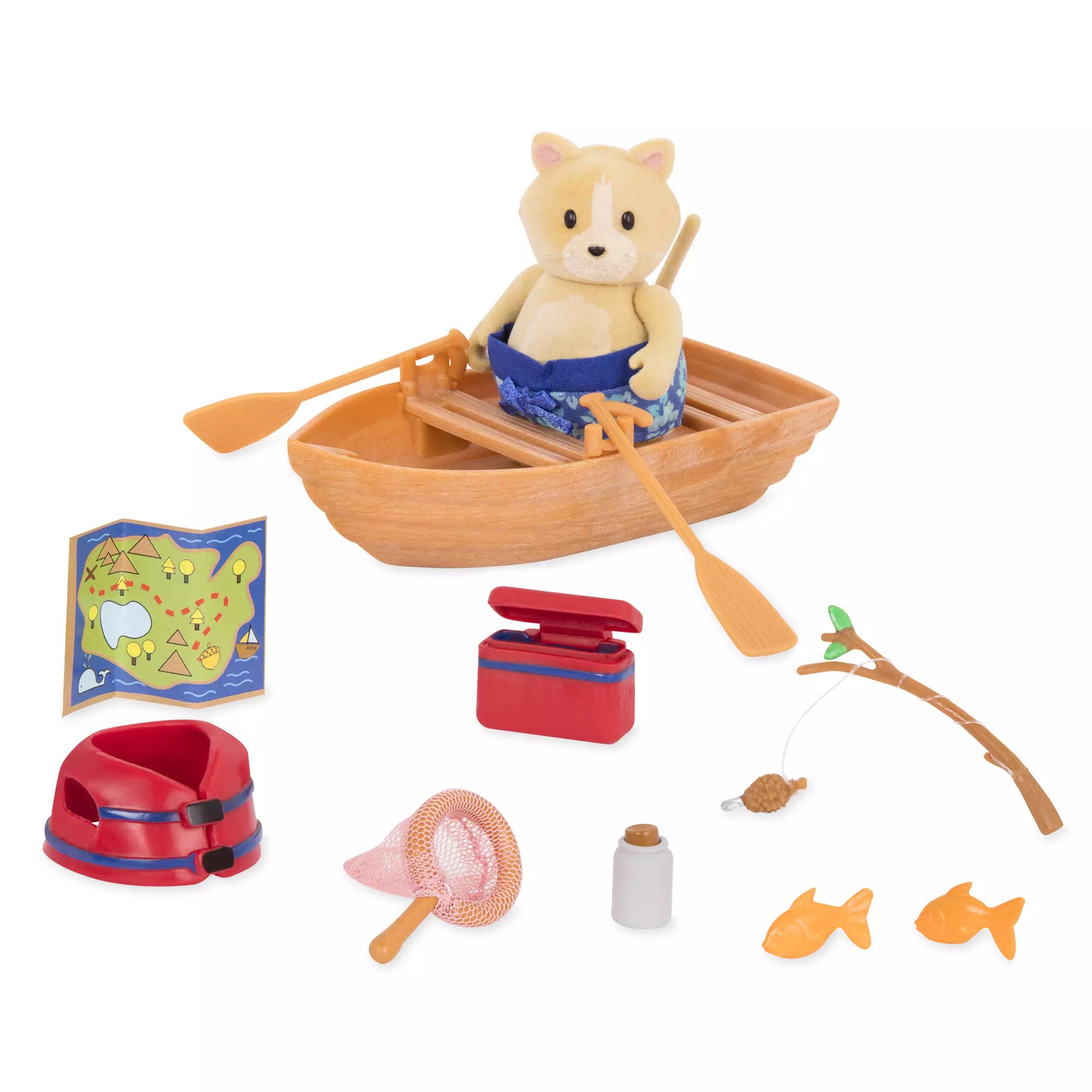 Boating Playset Toy Boat and Small Cat Playset Li’l Woodzeez