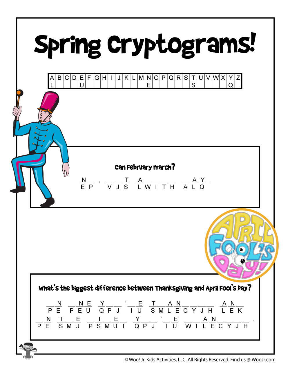 Spring Cryptogram Puzzles for Kids Woo! Jr. Kids Activities Children's Publishing