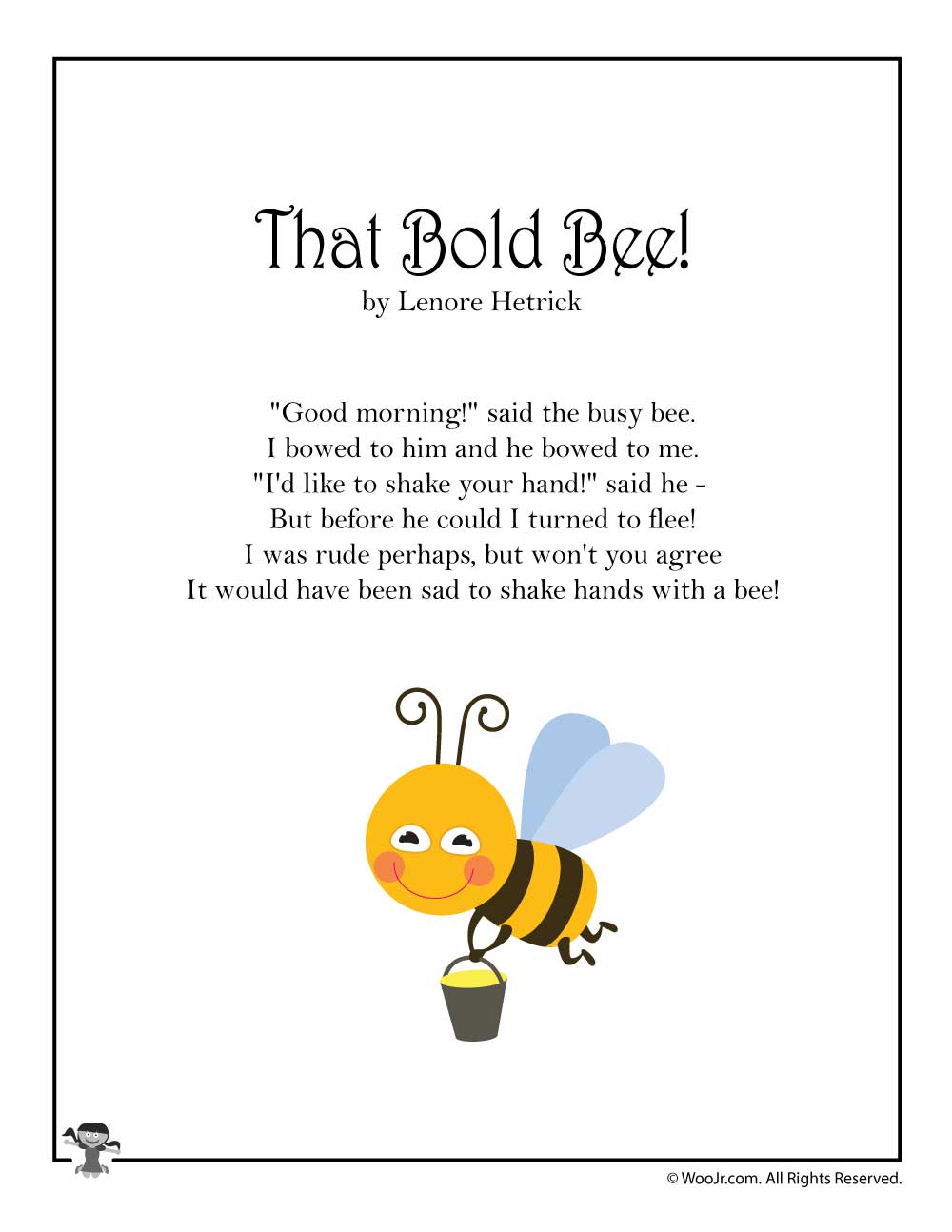 That Bold Bee! Children's Poetry Woo! Jr. Kids Activities