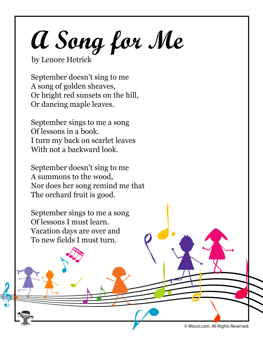 A Song for Me Poem About September Woo! Jr. Kids Activities