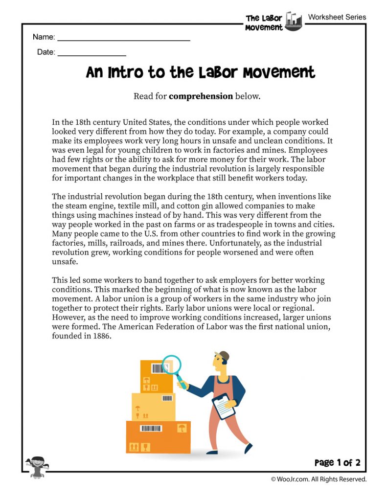 Labor Day for Kids Labor Movement History, Lesson Plan & Worksheets