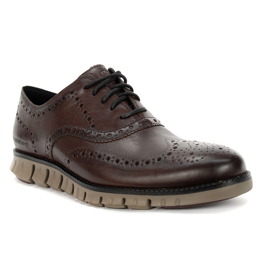 Cole Haan Men's ZEROGRAND Wingtip Oxford Shoes Burnished Wine Leather