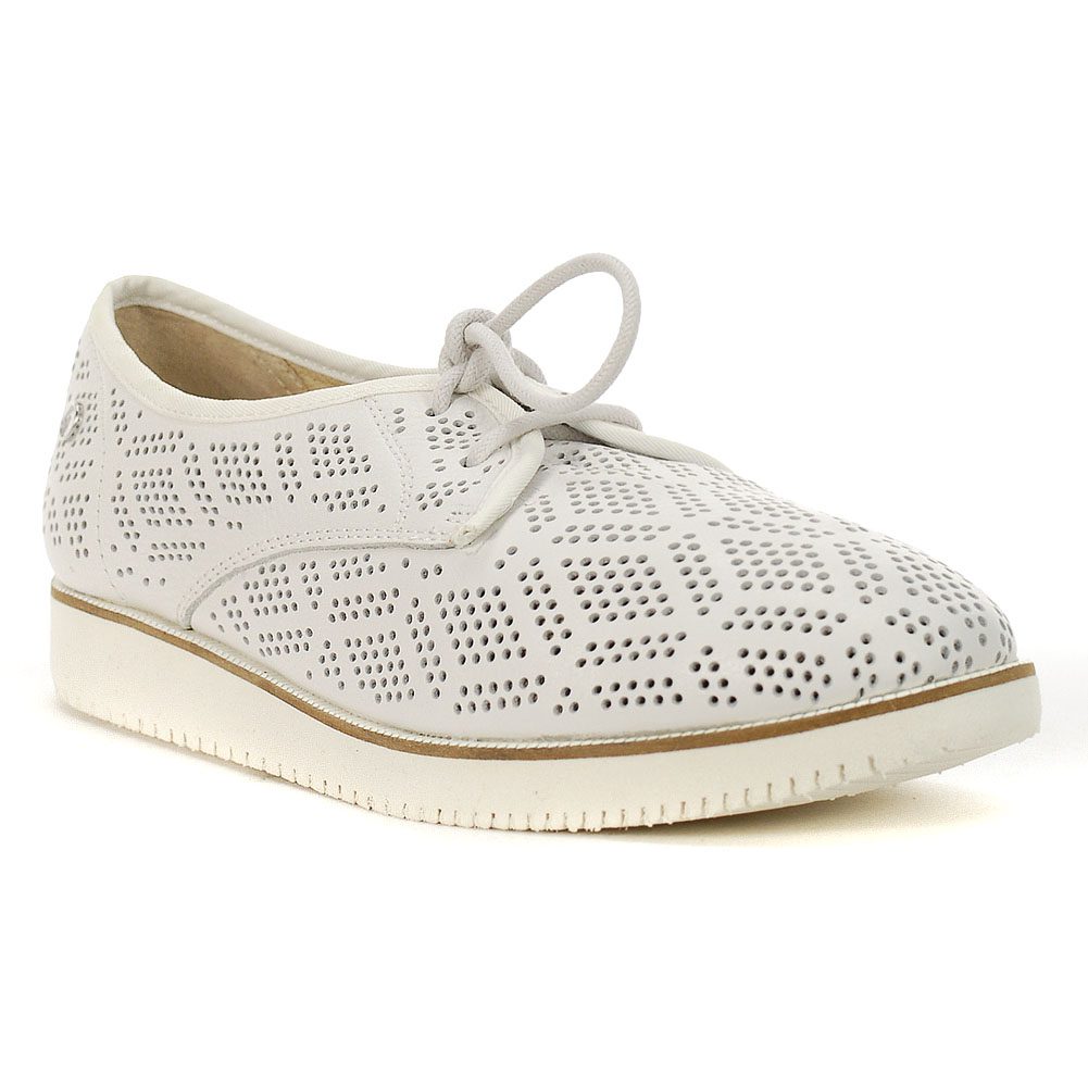 Hush Puppies Women's Chowchow Perf Lace White Leather Shoes HW06492100