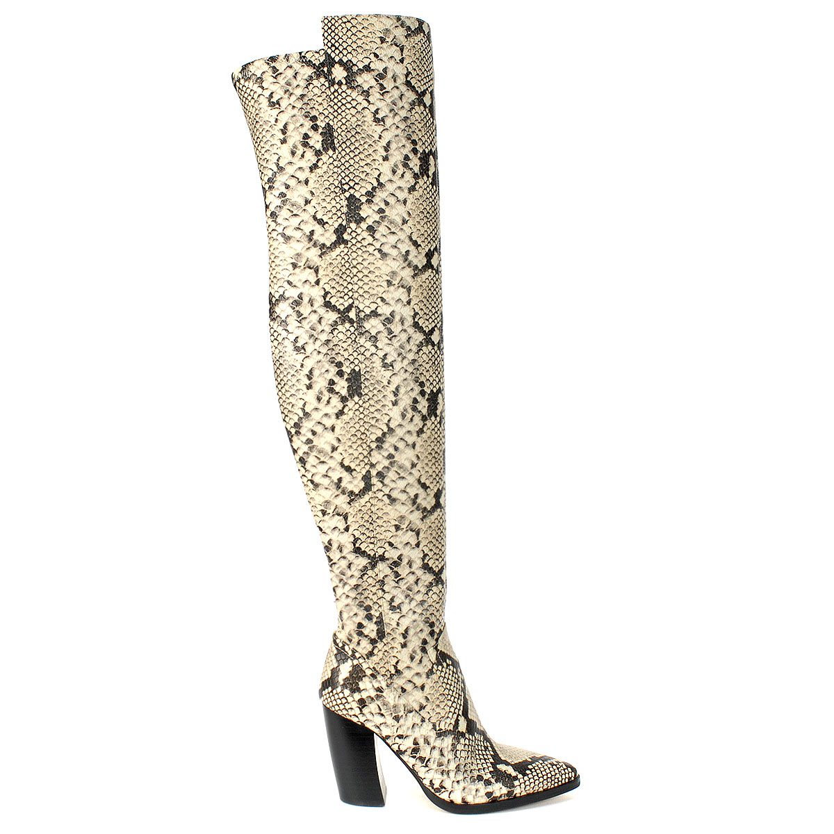 Vince Camuto Women's Cottara Black/White/Snake Print Over the Knee Boot
