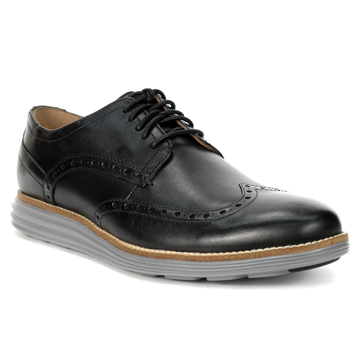 Cole Haan Men's OriginalGrand Wingtip Oxford Black Leather/Ironstone