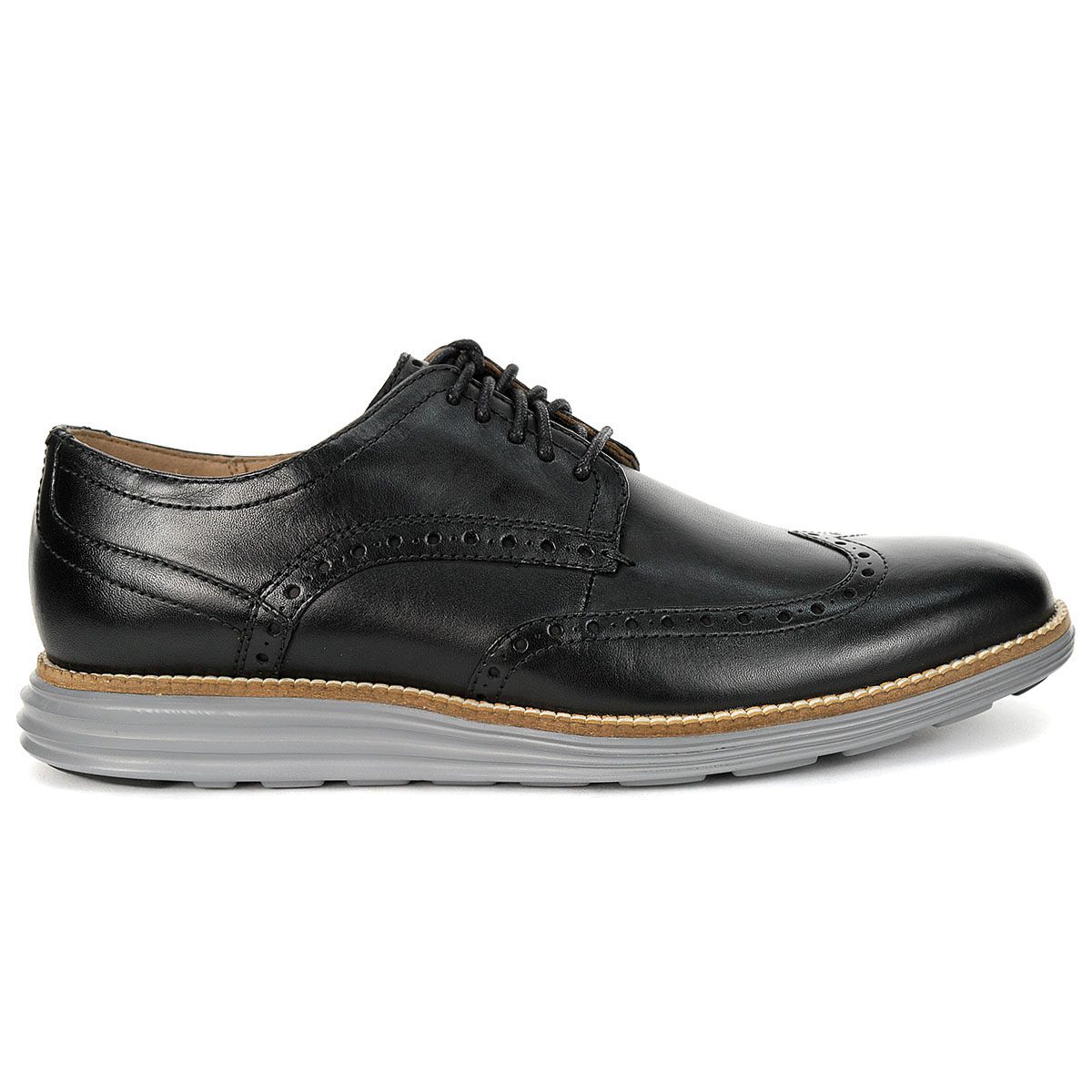 Cole Haan Men's OriginalGrand Wingtip Oxford Black Leather/Ironstone