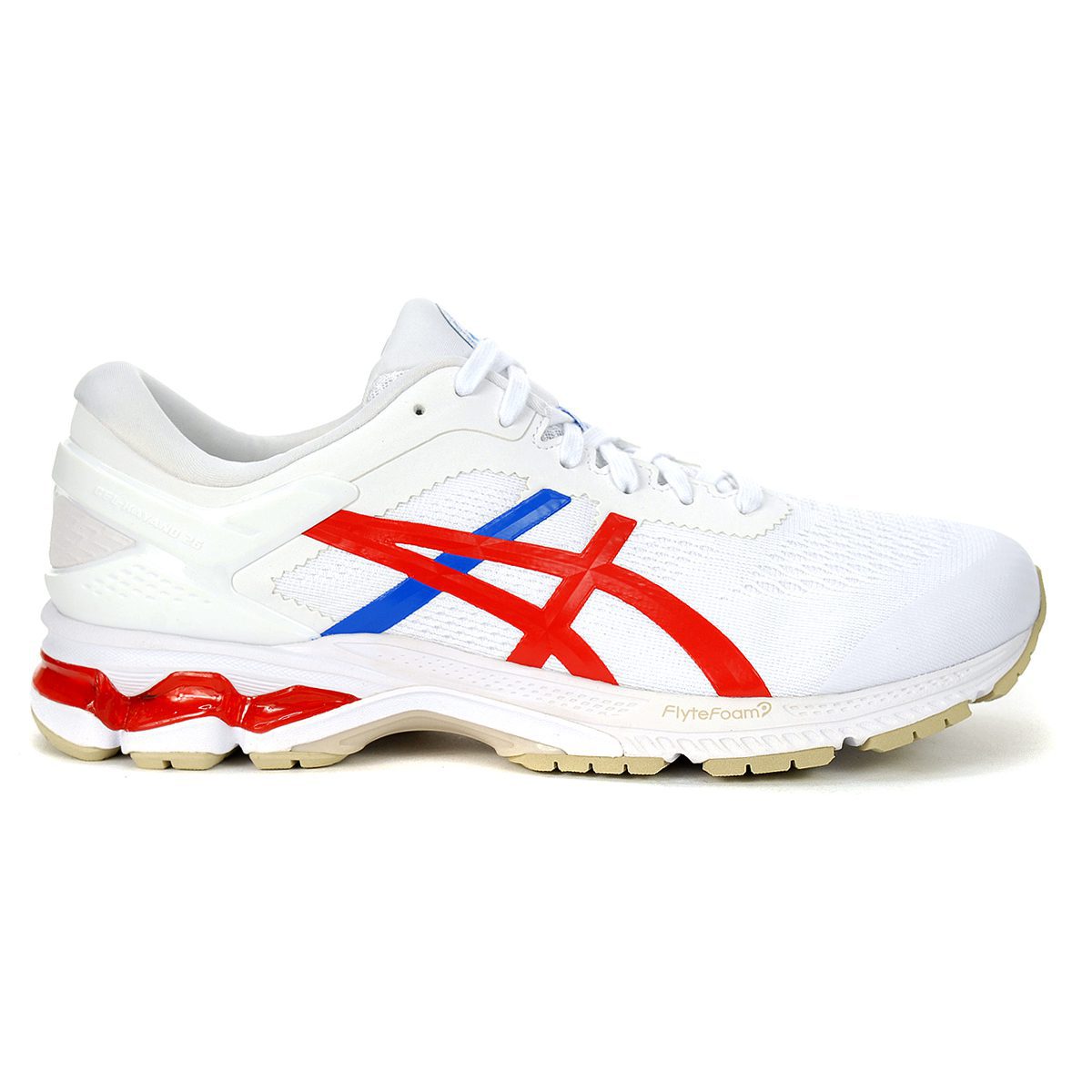 ASICS Men's GelKayano 26 Retro Tokyo White/Classic Red Running Shoes