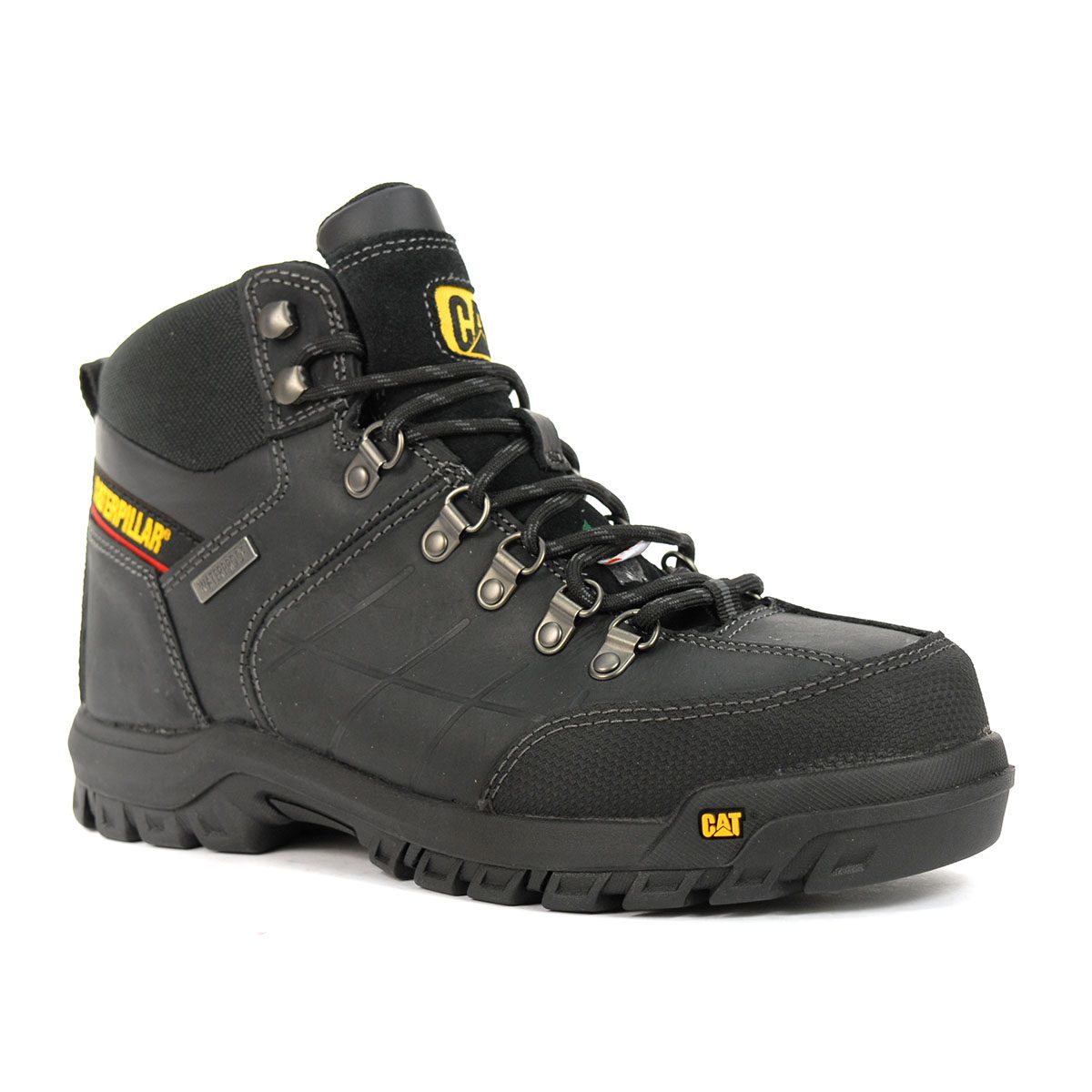 Caterpillar Men's Threshold Waterproof Steel Toe Black Work Boots