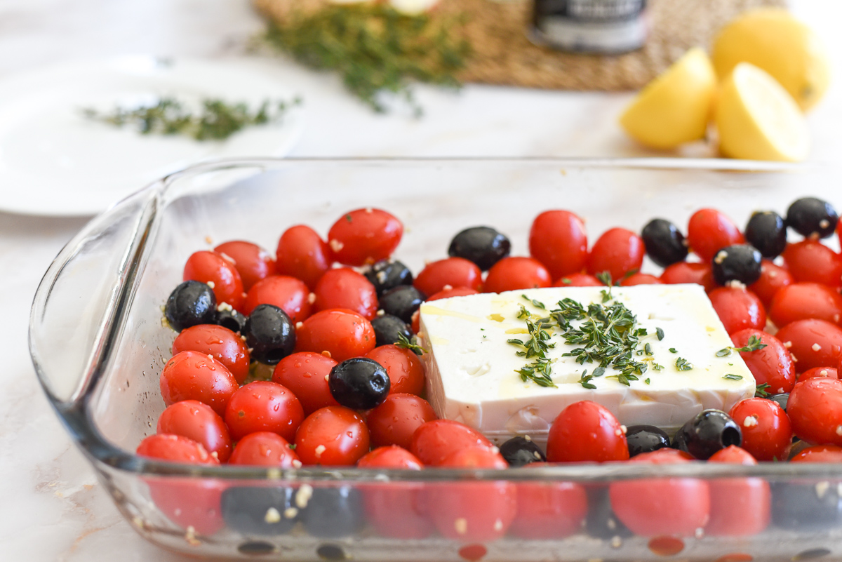 Pâtes TikTok au fromage feta, tomates cerises et olives Hojiblanca Wooloo