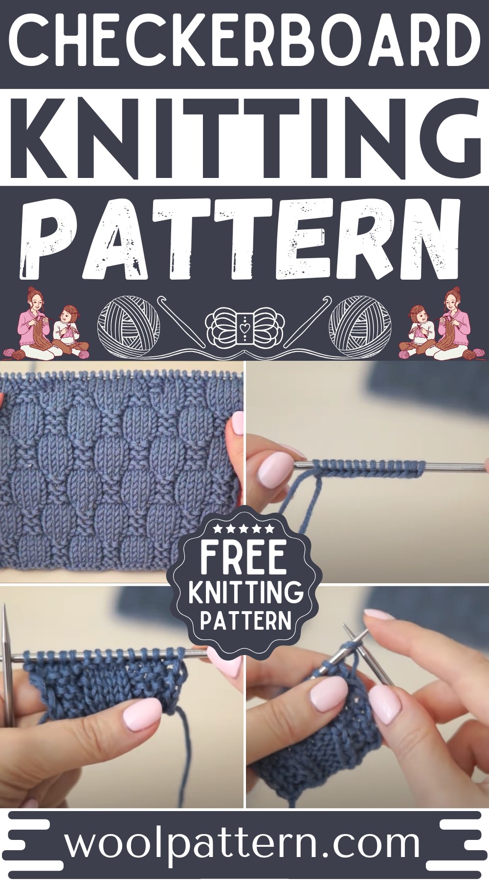 Checkerboard Knitting Pattern Step By Step Wool Pattern