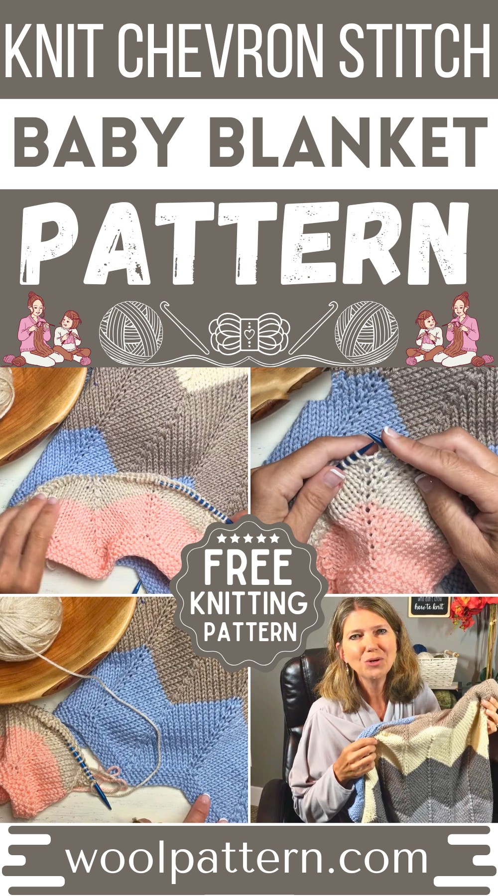 Knit Chevron Stitch Baby Blanket Pattern Wool Pattern